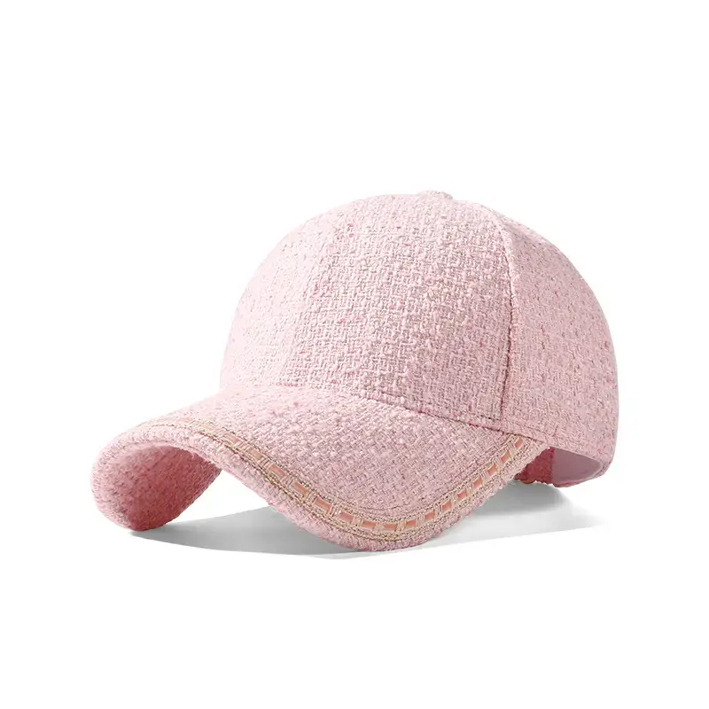 Women's Black Tweed Baseball Cap with Pearl Trim - Image 6