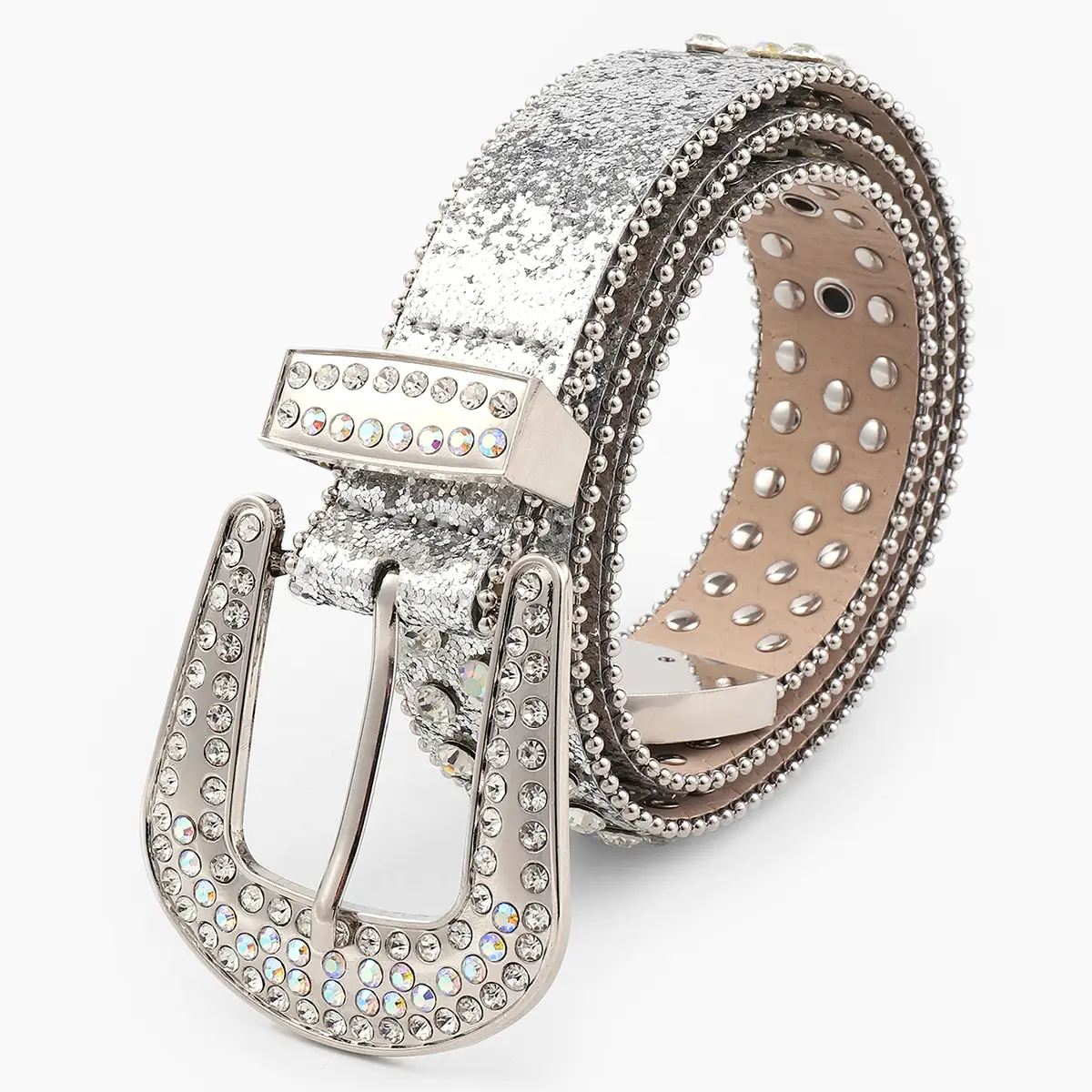 Silver Rhinestone Cross-Border Belt Buckle for Women - Image 2