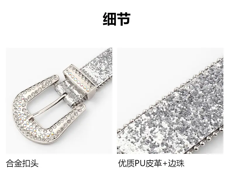 Silver Rhinestone Cross-Border Belt Buckle for Women — feature 4