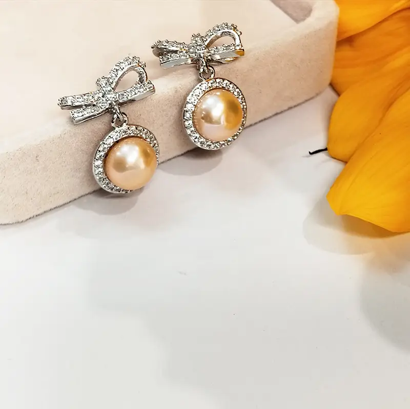 Natural Freshwater Bow Pearl Earrings for Women - Image 8