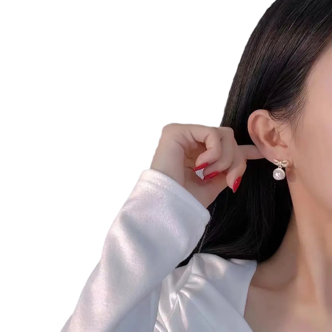 Natural Freshwater Bow Pearl Earrings for Women - Image 9