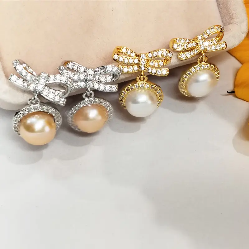 Natural Freshwater Bow Pearl Earrings for Women — feature 17
