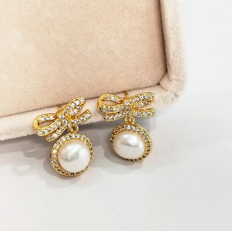 Natural Freshwater Bow Pearl Earrings for Women — feature 19
