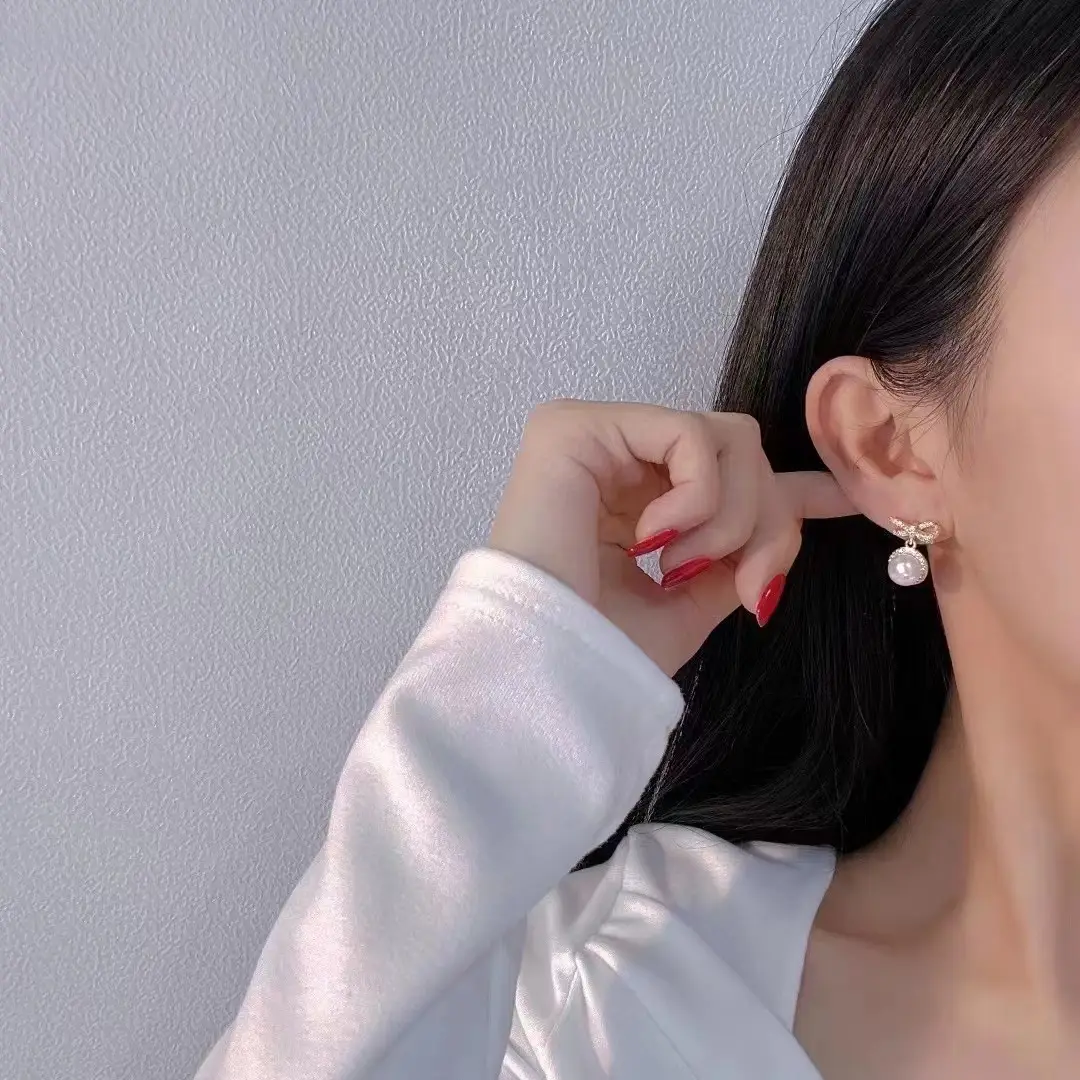 Natural Freshwater Bow Pearl Earrings for Women — feature 5