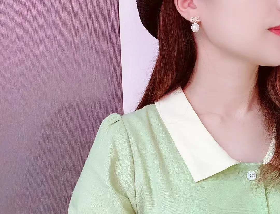 Natural Freshwater Bow Pearl Earrings for Women — feature 6