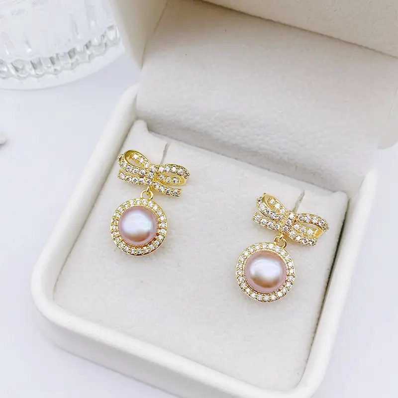 Natural Freshwater Bow Pearl Earrings for Women — feature 8
