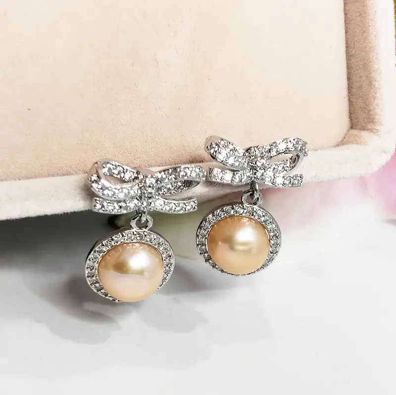 Natural Freshwater Bow Pearl Earrings for Women - Image 5