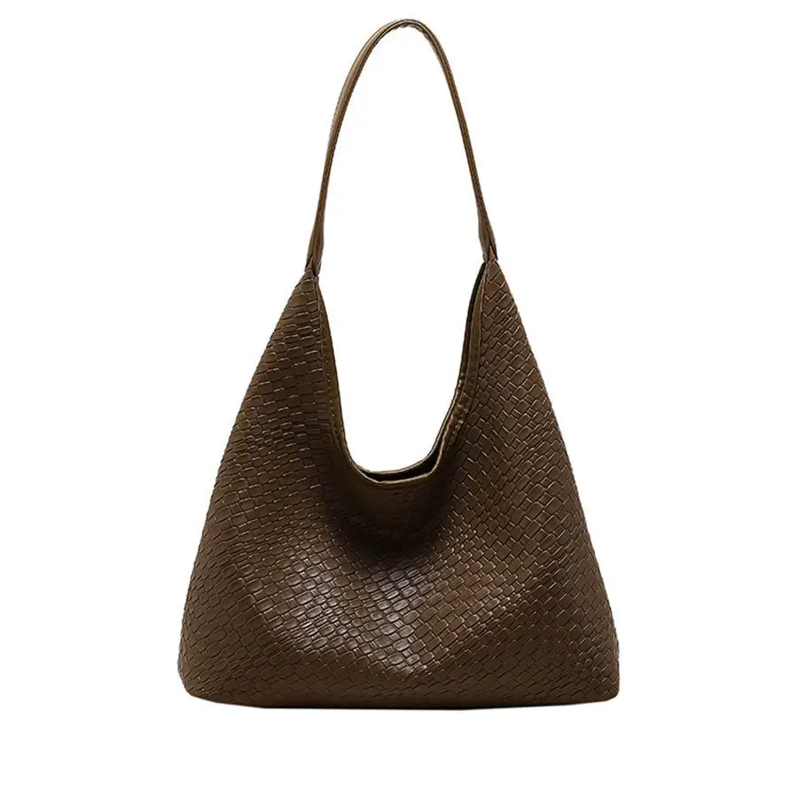 Black Embossed Leather Shoulder Bag for Women