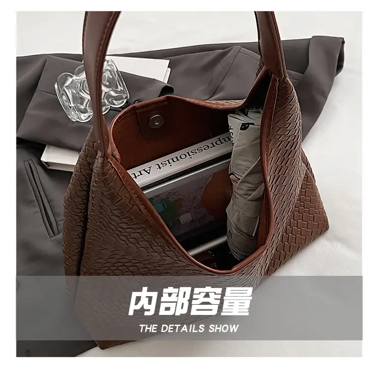 Black Embossed Leather Shoulder Bag for Women — feature 10