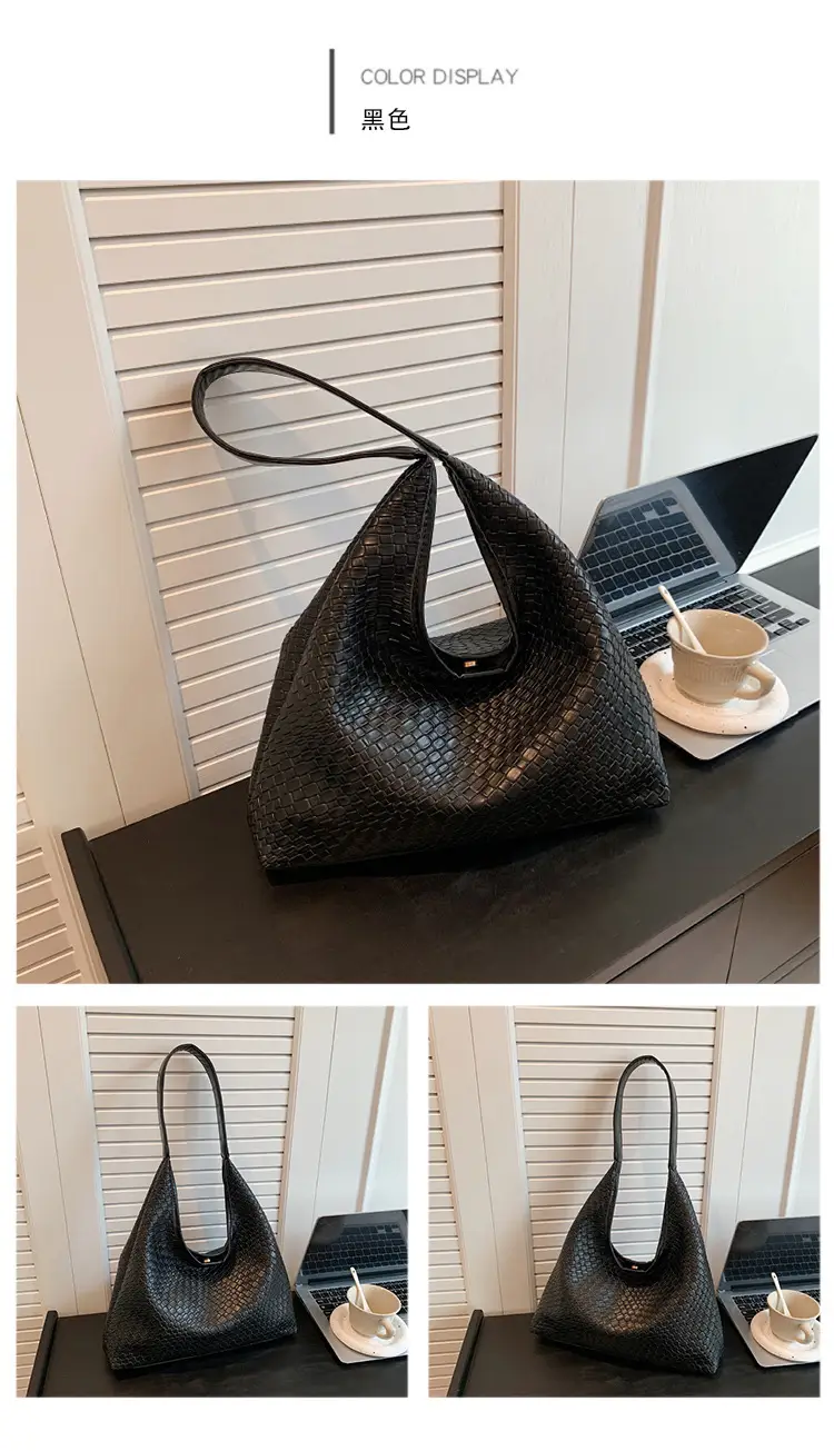 Black Embossed Leather Shoulder Bag for Women — feature 11