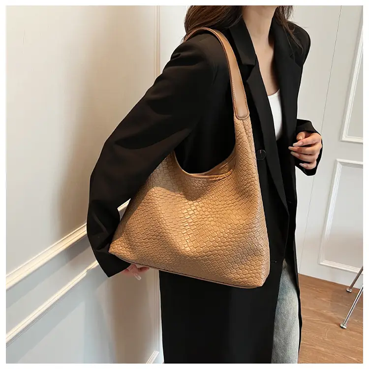 Black Embossed Leather Shoulder Bag for Women — feature 24
