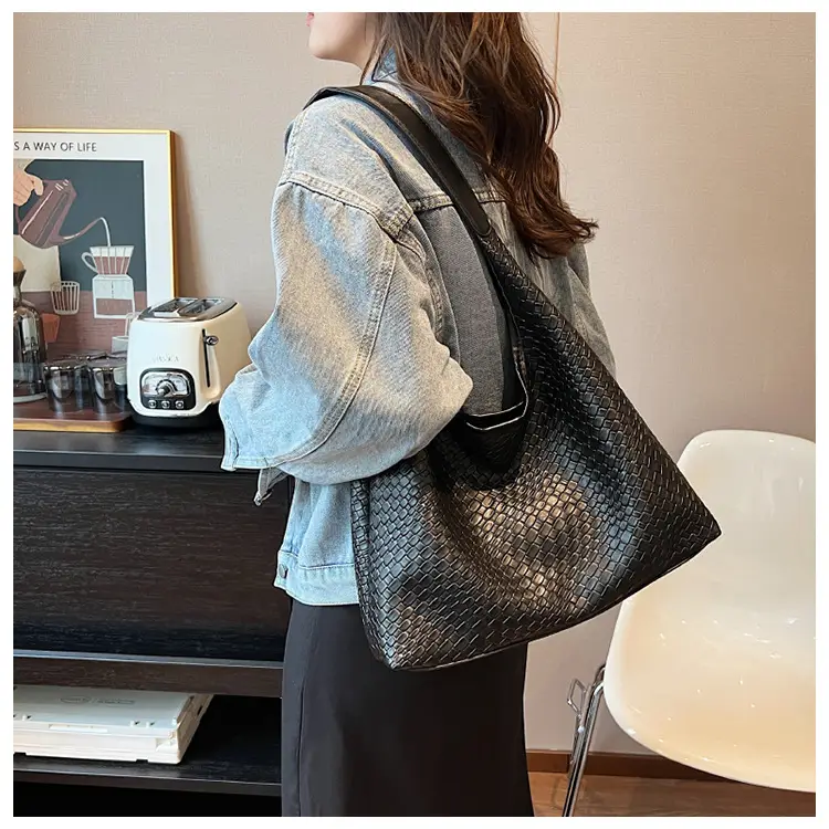 Black Embossed Leather Shoulder Bag for Women — feature 28