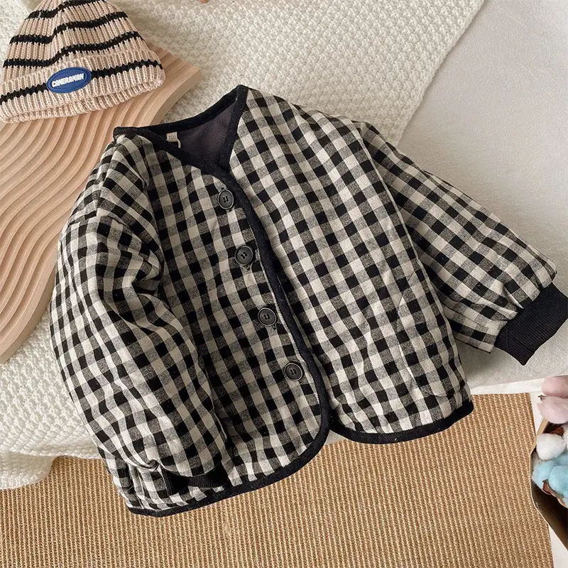 Boys' Plaid Winter Padded Jacket Cotton Western Style - Image 2