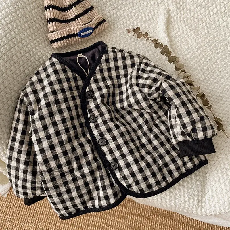 Boys' Plaid Winter Padded Jacket Cotton Western Style — feature 2