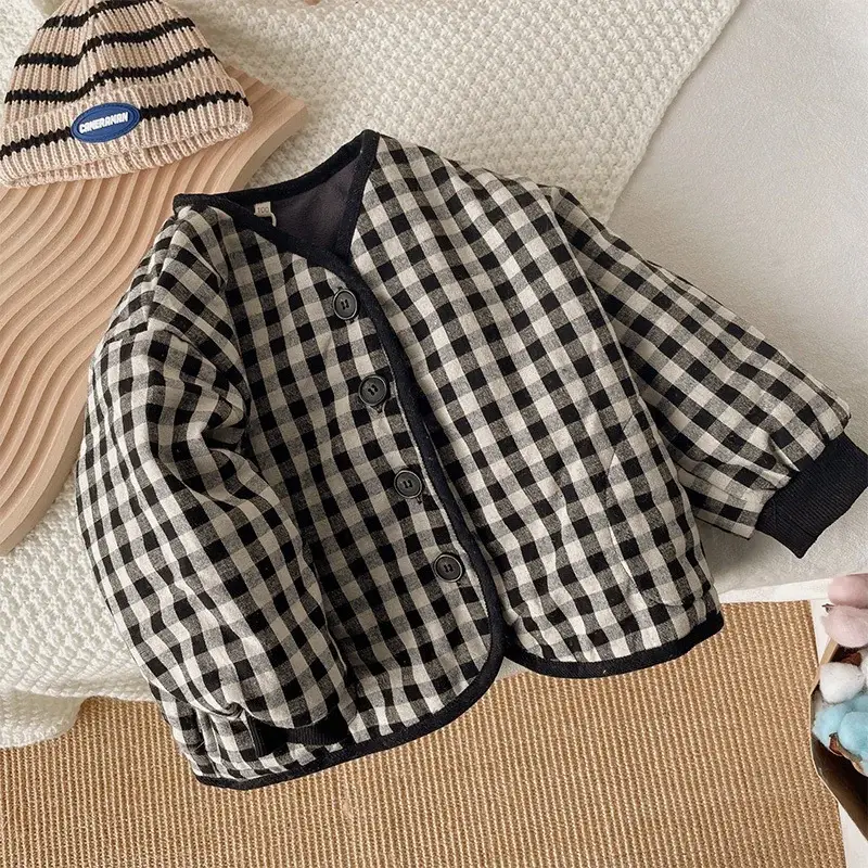 Boys' Plaid Winter Padded Jacket Cotton Western Style — feature 3