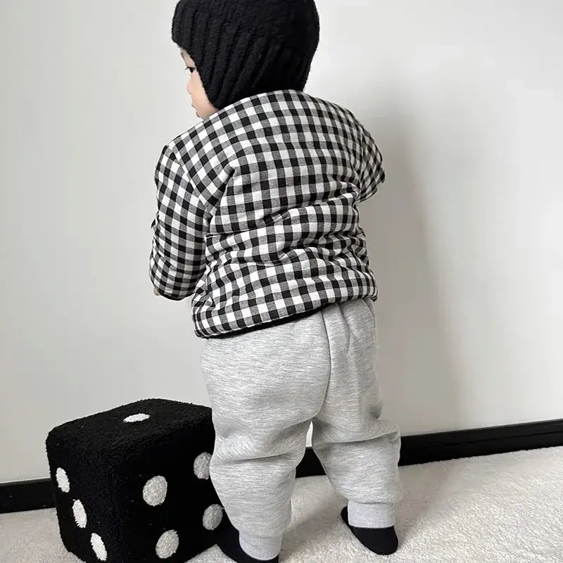 Boys' Plaid Winter Padded Jacket Cotton Western Style — feature 5