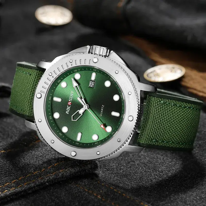 Men's Green Aqua Dial Waterproof Quartz Watch