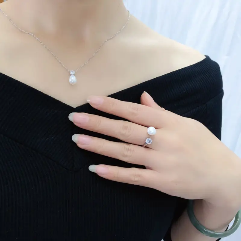Pearl Earrings Set with Diamond Stoppers Light Luxury Fashion Jewelry - Image 8