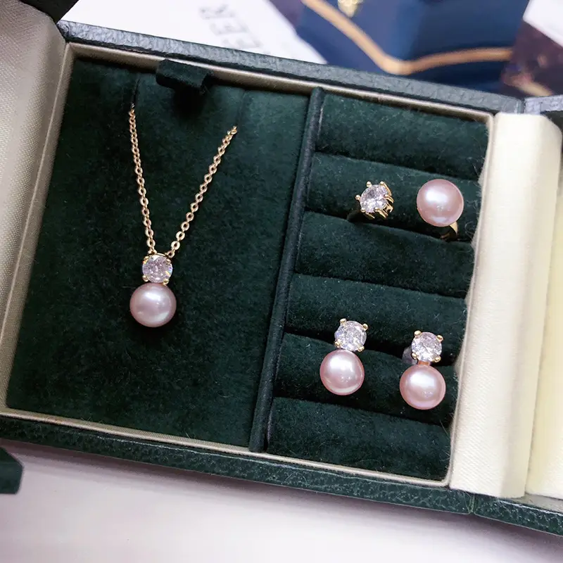 Pearl Earrings Set with Diamond Stoppers Light Luxury Fashion Jewelry - Image 4