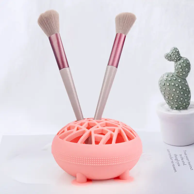 Silicone Makeup Brush Storage Box with Suction Cup Holder