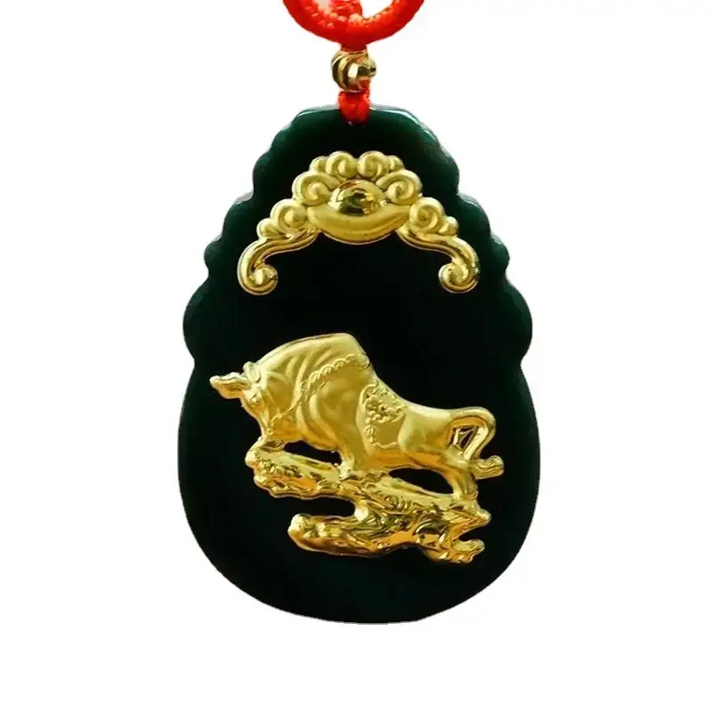 Gold Inlaid Jade Pendant with Hetian Design 12 Zodiac - Image 14