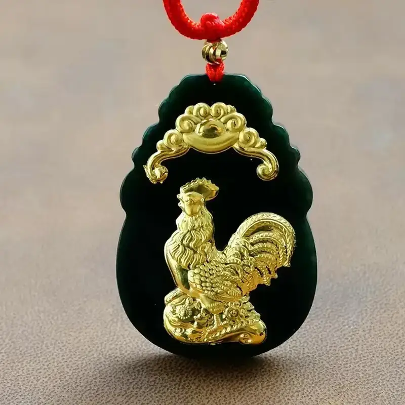 Gold Inlaid Jade Pendant with Hetian Design 12 Zodiac - Image 10