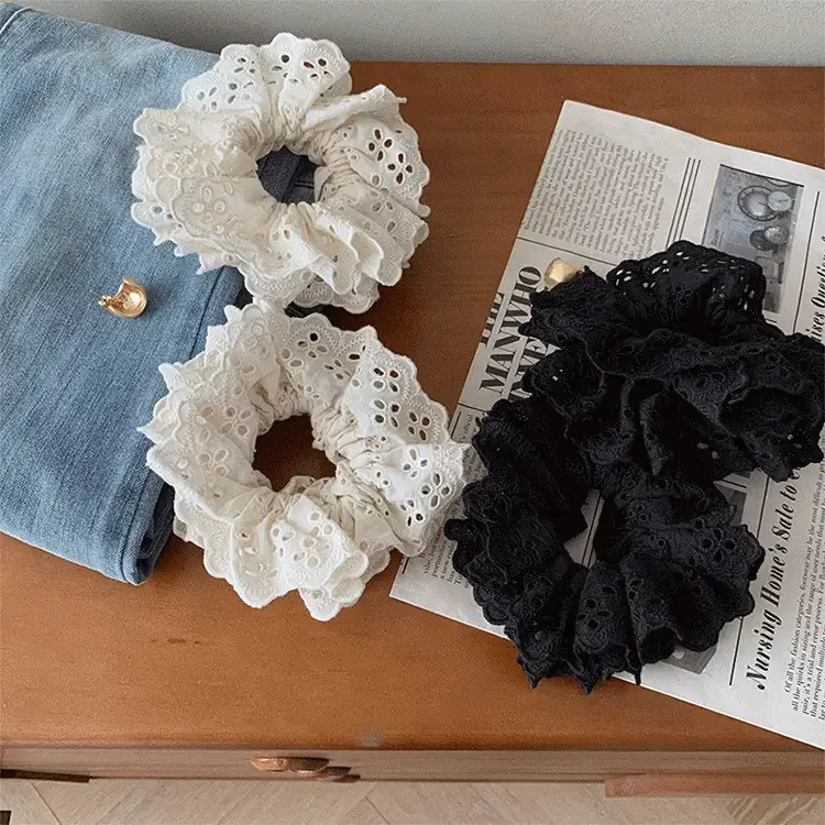 Black Lace Hair Band Double Layer Fluffy Hair Accessory — feature 12