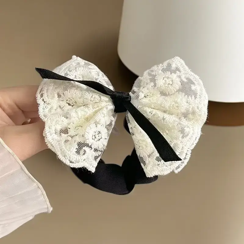 Black Lace Hair Band Double Layer Fluffy Hair Accessory - Image 6