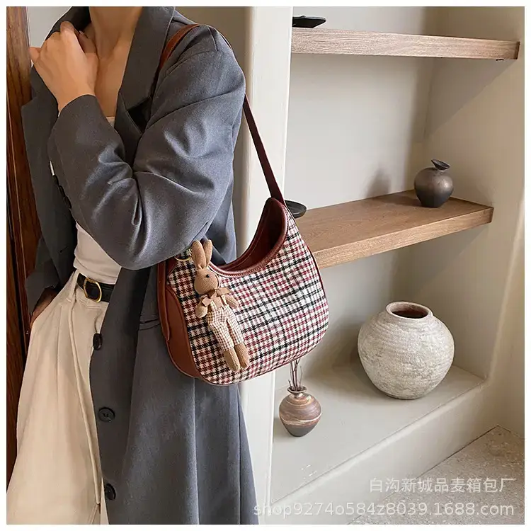 Women Houndstooth Shoulder Messenger Bag Plaid Checkered — feature 12
