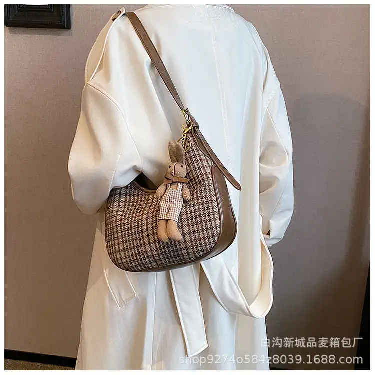 Women Houndstooth Shoulder Messenger Bag Plaid Checkered — feature 16