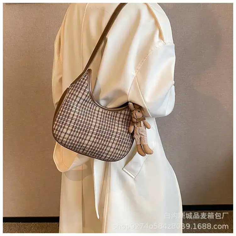 Women Houndstooth Shoulder Messenger Bag Plaid Checkered — feature 17