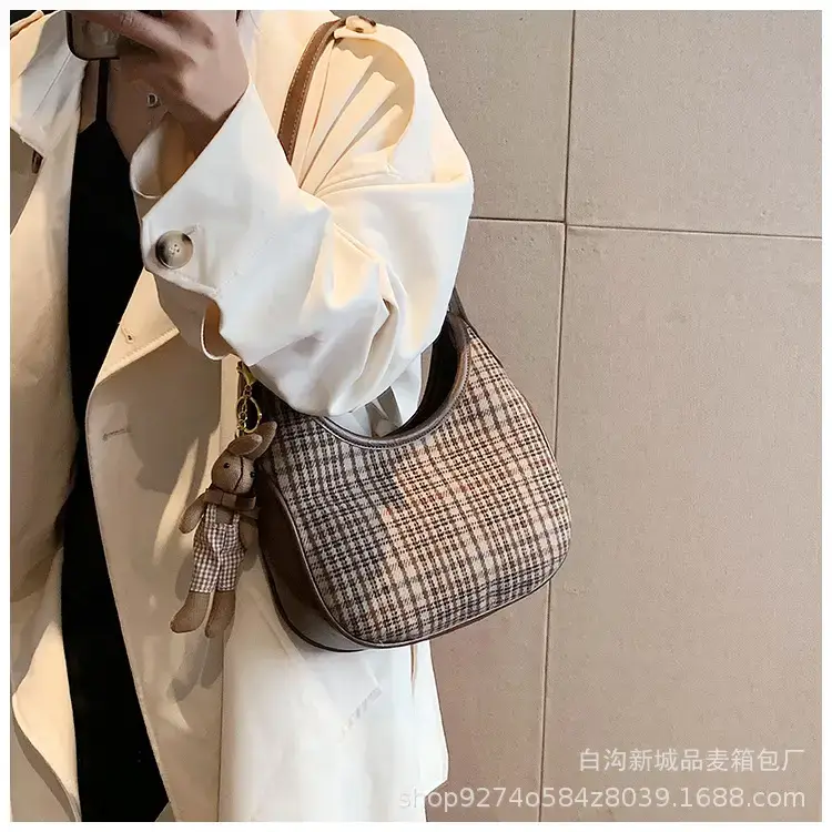 Women Houndstooth Shoulder Messenger Bag Plaid Checkered — feature 18