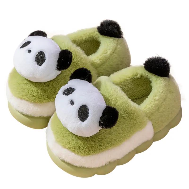 Children's cotton shoes winter boys and girls cartoon panda cotton slippers children's middle and big children's home indoor warm fleece-lined shoes