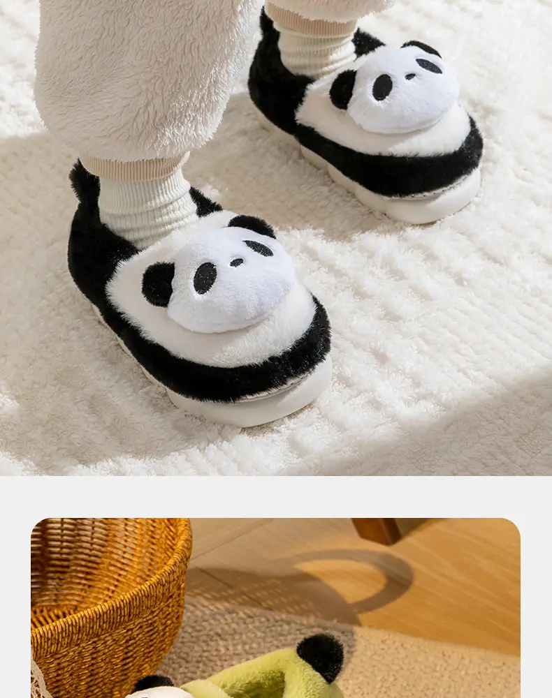 Children's cotton shoes winter boys and girls cartoon panda cotton slippers children's middle and big children's home indoor warm fleece-lined shoes — feature 11