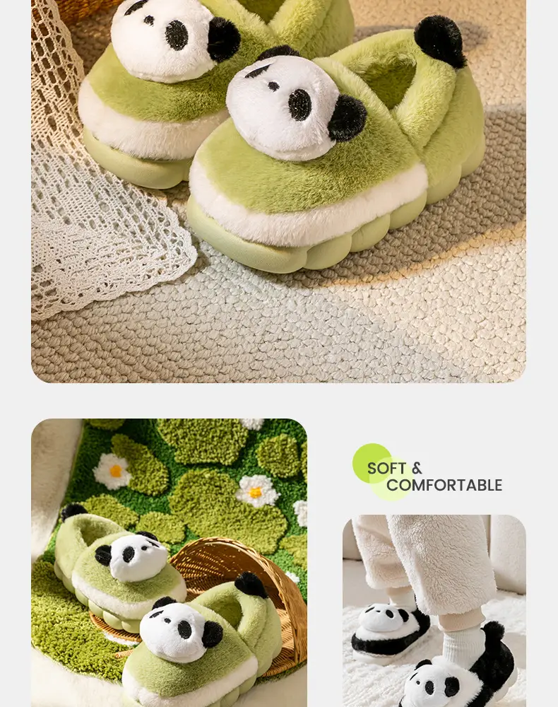 Children's cotton shoes winter boys and girls cartoon panda cotton slippers children's middle and big children's home indoor warm fleece-lined shoes — feature 12
