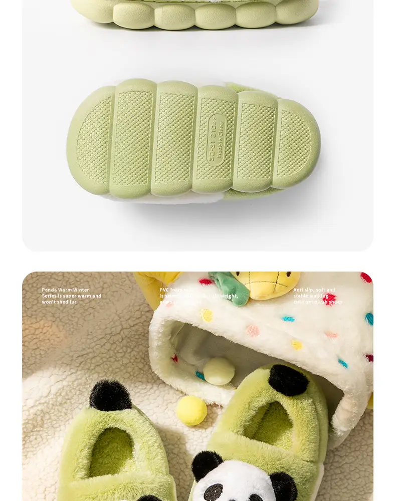 Children's cotton shoes winter boys and girls cartoon panda cotton slippers children's middle and big children's home indoor warm fleece-lined shoes — feature 17