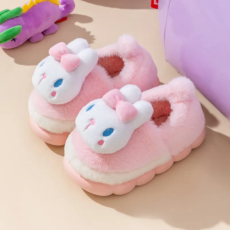 Children's cotton shoes winter boys and girls cartoon panda cotton slippers children's middle and big children's home indoor warm fleece-lined shoes