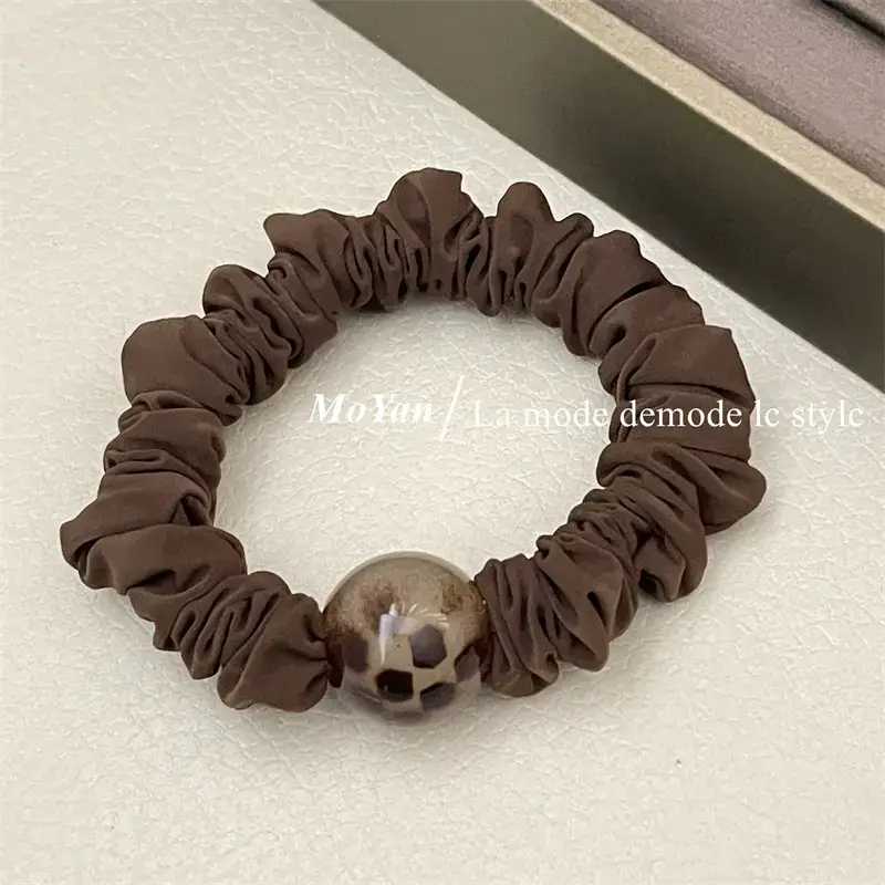Leopard Print Rubber Hair Band with Ball Accent — feature 8