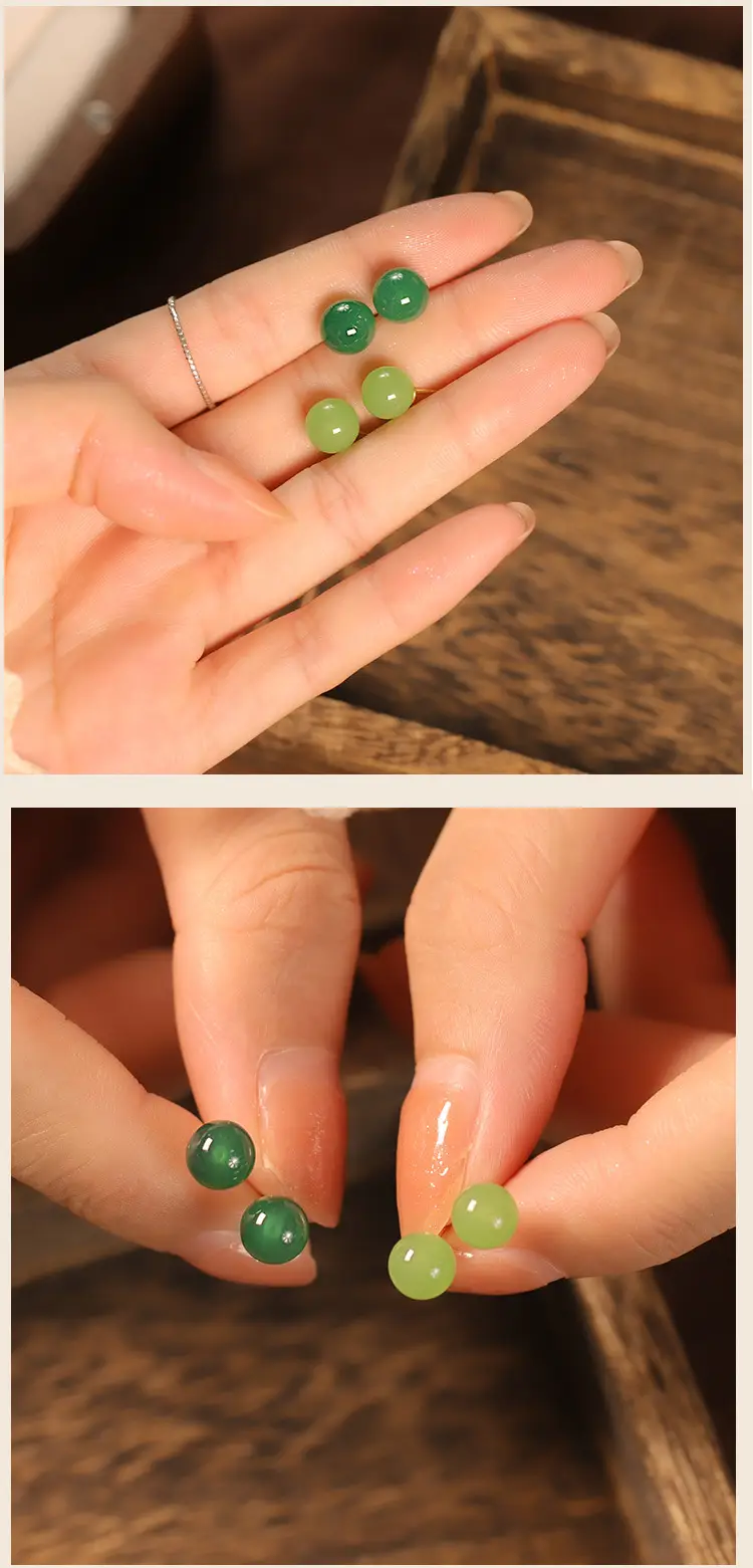 Natural Green Agate Earrings for Women 12mm 10mm 8mm — feature 11