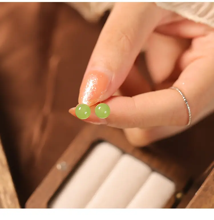Natural Green Agate Earrings for Women 12mm 10mm 8mm — feature 13