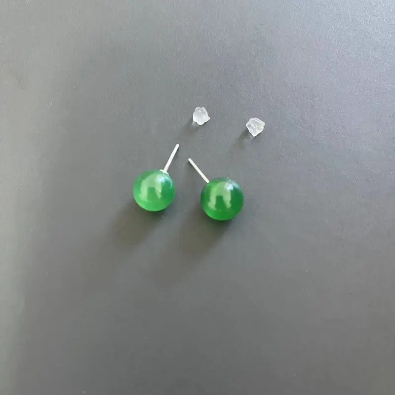 Natural Green Agate Earrings for Women 12mm 10mm 8mm - Image 2