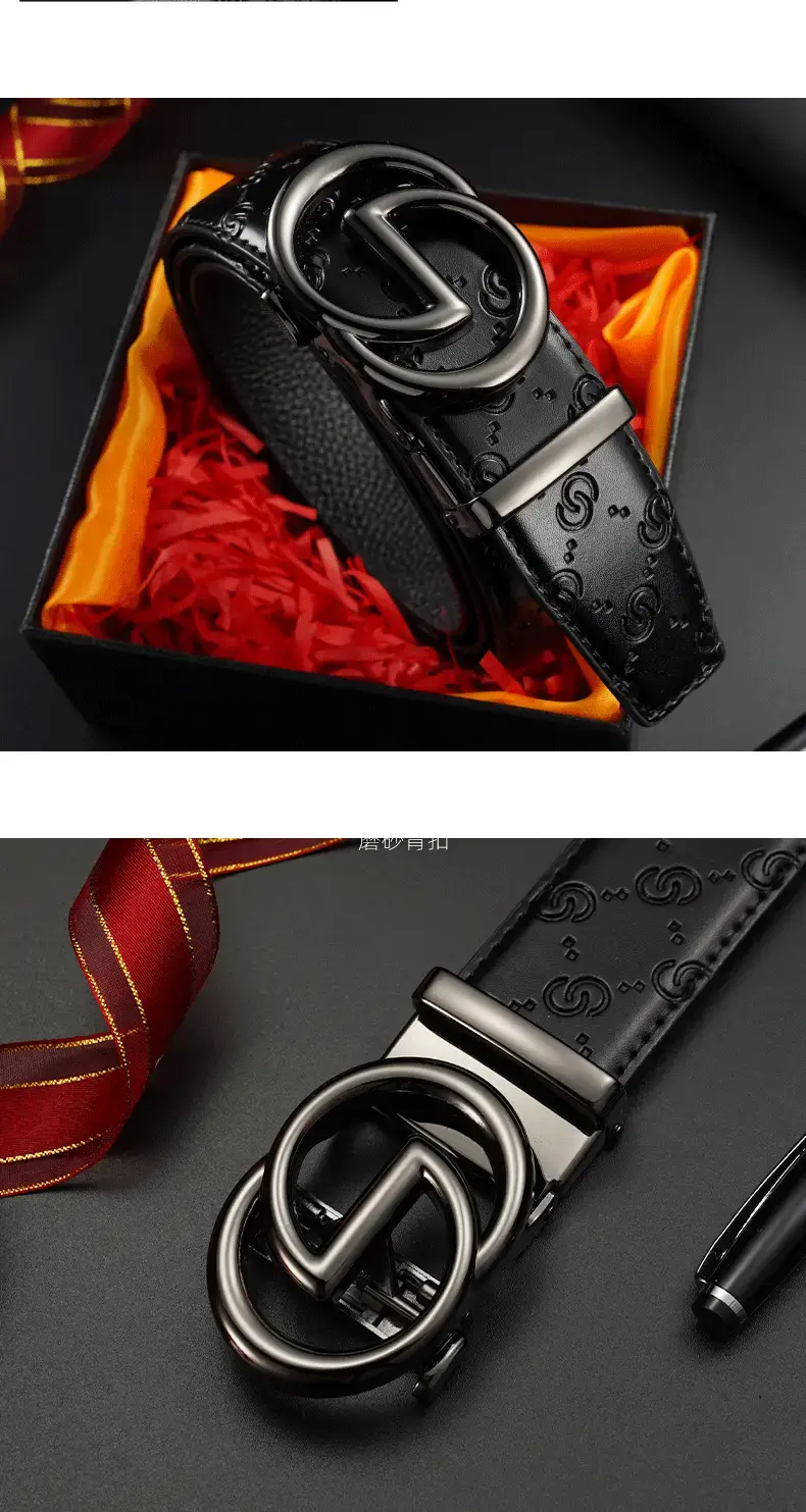 Black Leather Belt with Gold Buckle for Men — feature 14