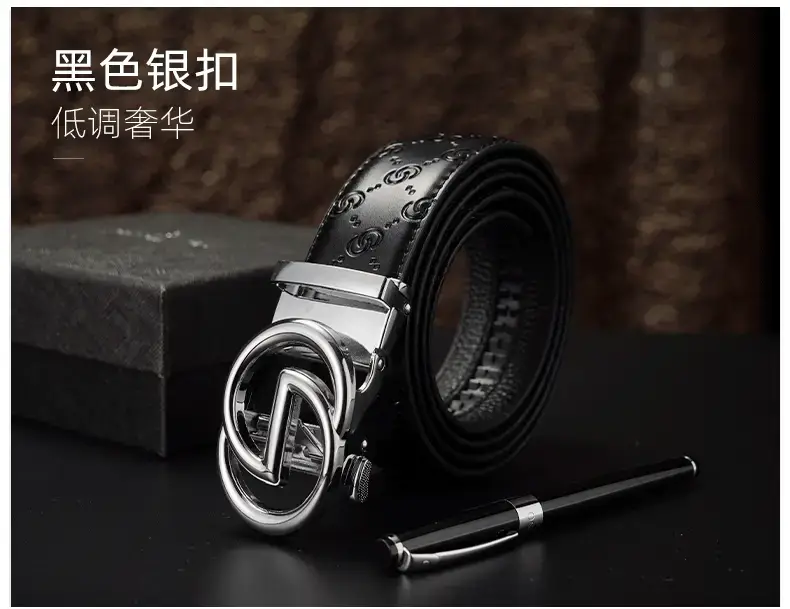 Black Leather Belt with Gold Buckle for Men — feature 5
