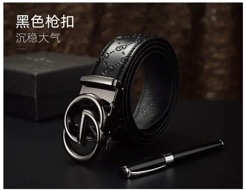 Black Leather Belt with Gold Buckle for Men — feature 6