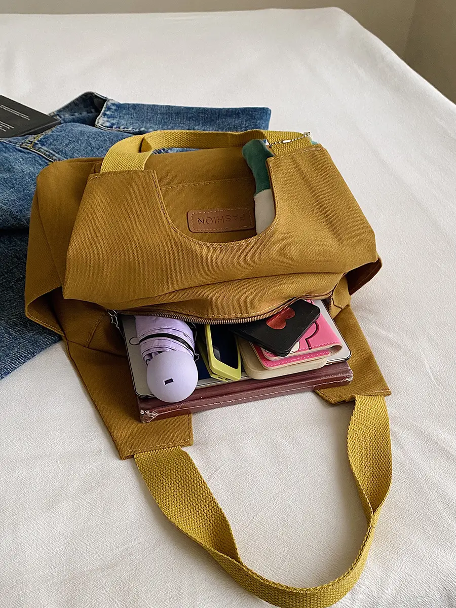 Black Canvas Shoulder Bag for Women Western Style - Image 9
