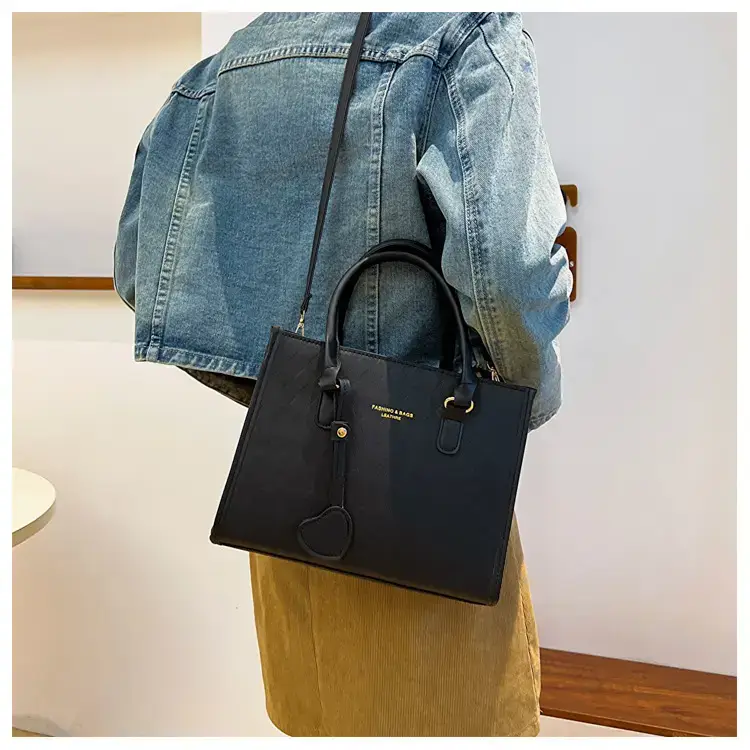 Women's Small Quilted Shoulder Bag with Brown Handles — feature 12