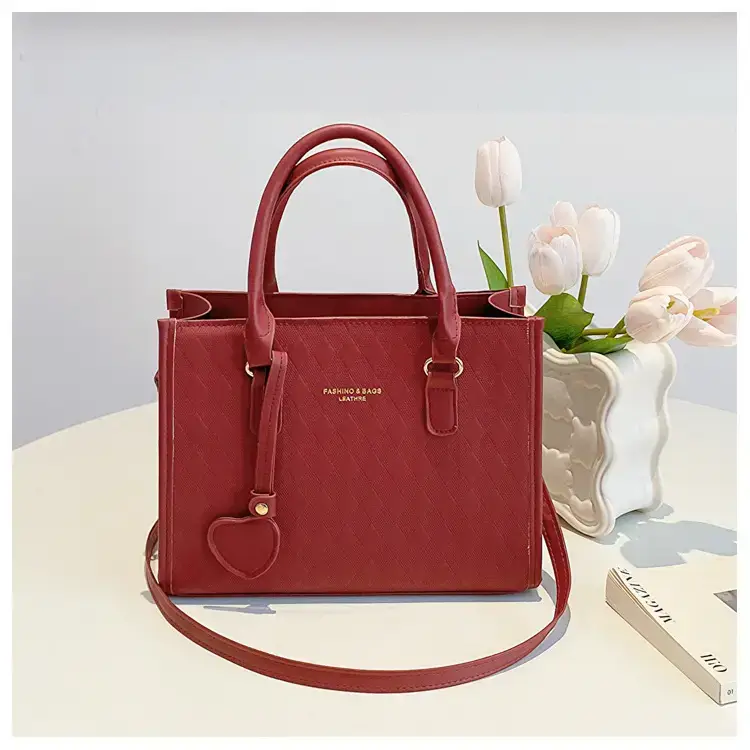 Women's Small Quilted Shoulder Bag with Brown Handles — feature 24