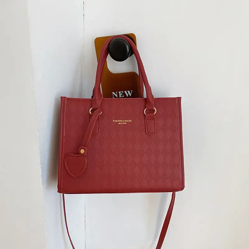 Women's Small Quilted Shoulder Bag with Brown Handles - Image 3