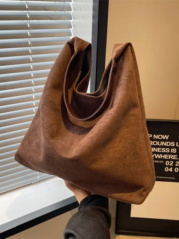 Women Retro Underarm Frosted Shoulder Bag Tan 2023 - Image 4
