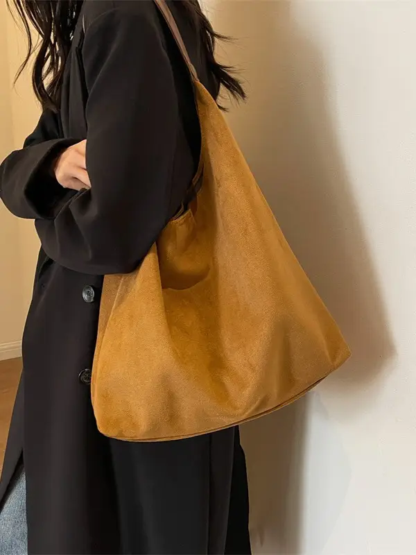 Women Retro Underarm Frosted Shoulder Bag Tan 2023 - Image 6